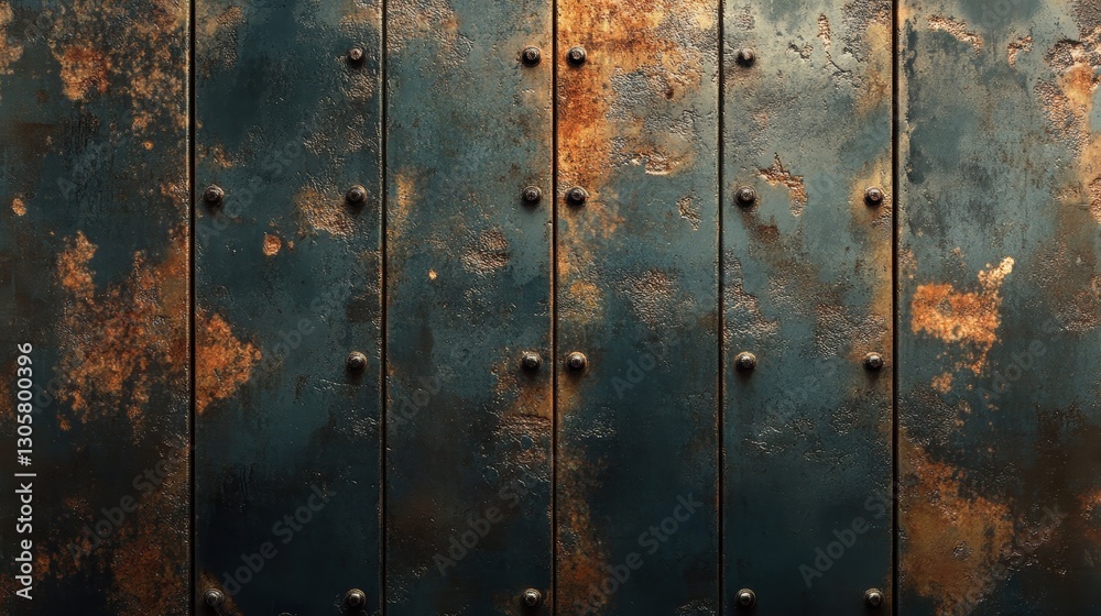 Fototapeta premium Industrial wallpaper with steel panels comic ink shading and rusted texture