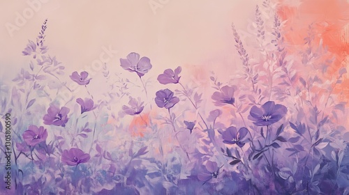 Soft lavender and coral blend, delicate and light with smooth fluid transitions