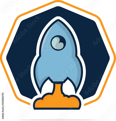 Rocket Vector Logo Design. Start up Rocket Space Ship Abstract Vector Logo.