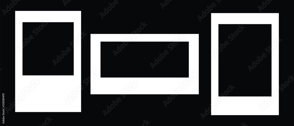 set of photo frame icon on white background. set of photo frame icon on white background.