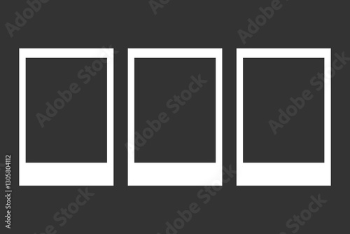 set of photo frame icon on white background.