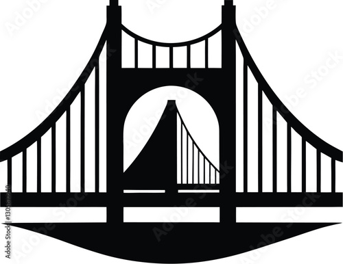 Golden gate bridge silhouette, Golden gate bridge icon, bridge vector silhouette illustration 