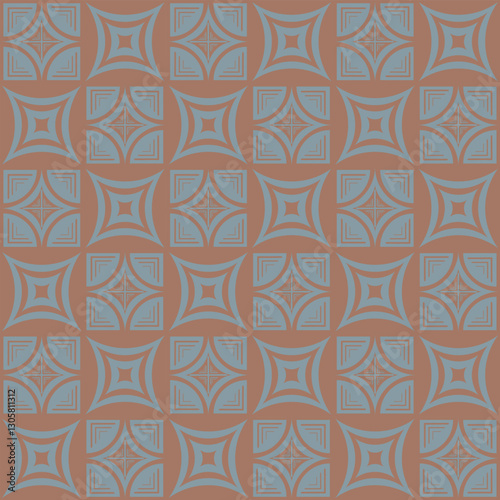 Modified Geometric Squares in Country Blue on a Mocha Coffee background creating a seamless pattern print background
