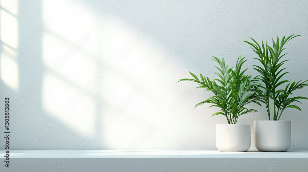 A serene, minimalistic indoor scene featuring two potted plants, ideal for interior design inspiration, product presentations, or lifestyle publications. A serene, minimalistic indoor scene featuring two potted plants, ideal for interior design inspiration, product presentations, or lifestyle publications.