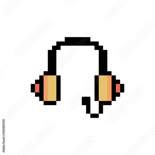 headphone retro design pixel art