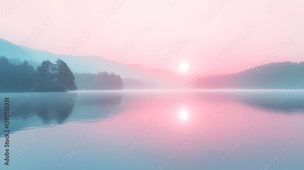 Fototapeta premium Blush pink color soft blurred gradient background wallpaper. Tranquil - Lake. Illustration