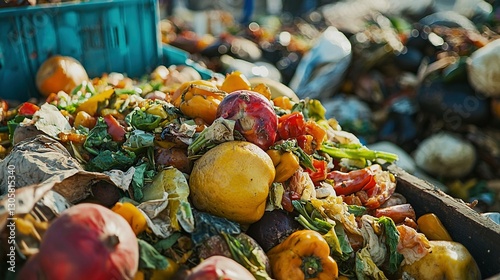 A close up view of discarded spoiled food items photo