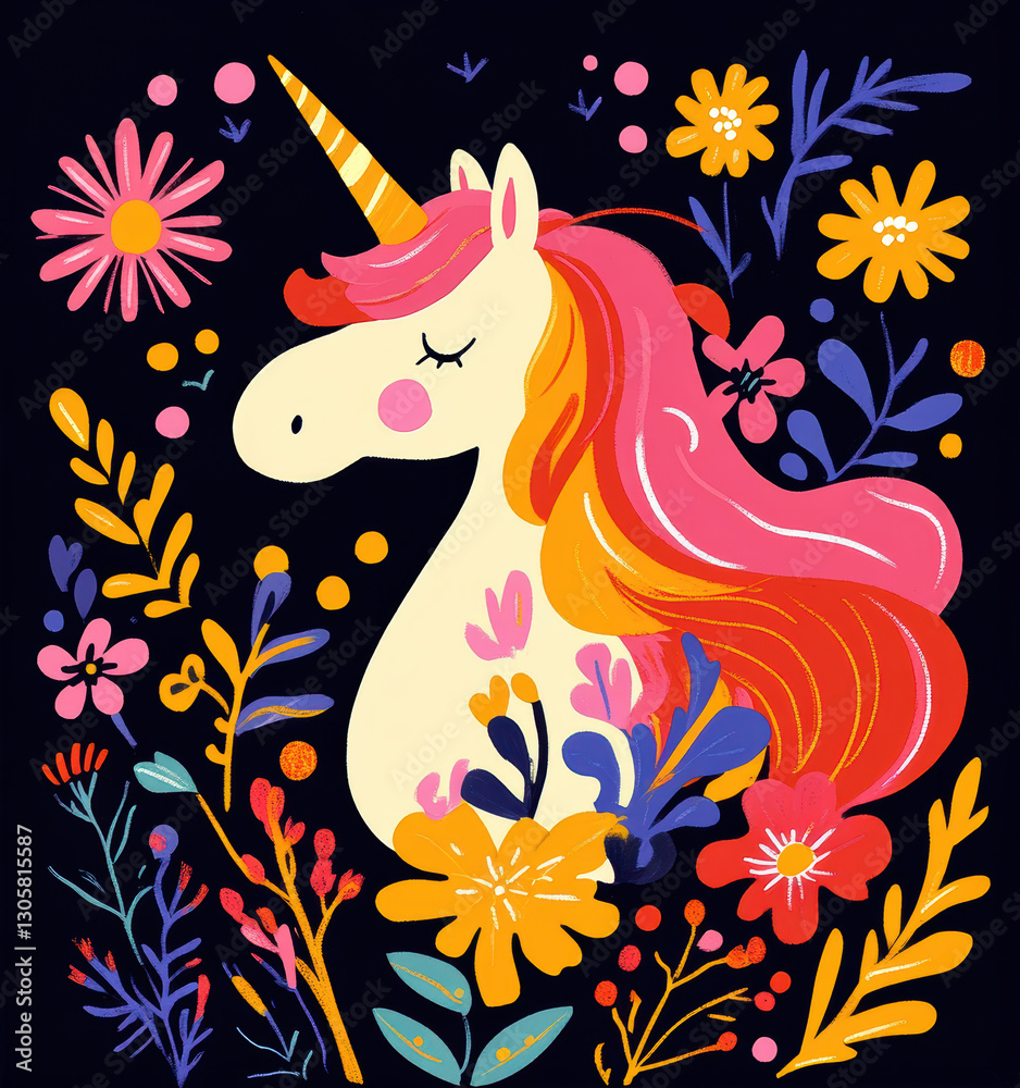 Obraz premium Beautiful unicorn character in Spring