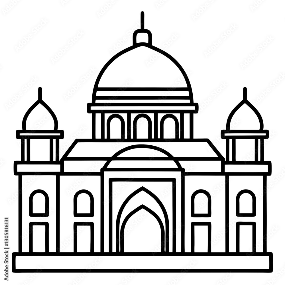 Simple Line Drawing of a Classical Building Simple Line Drawing of a Classical Building