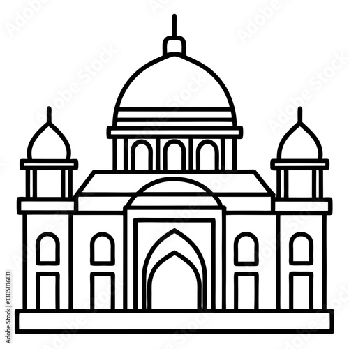 Simple Line Drawing of a Classical Building