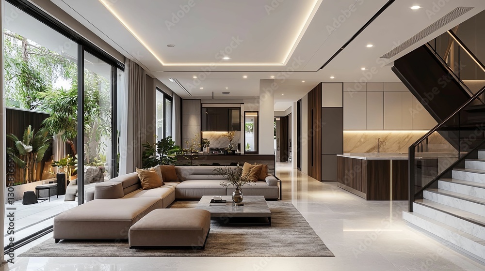 Fototapeta premium Modern Open Plan Living Space With Luxury Interior Design