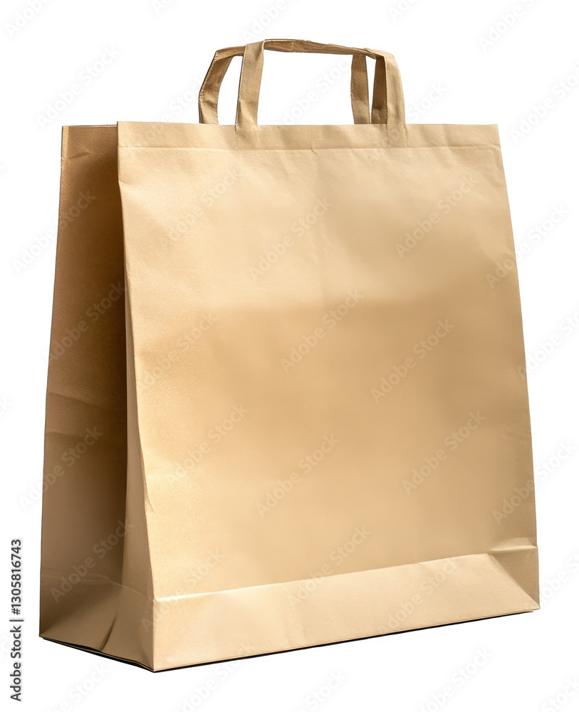 Brown paper shopping bag with handles isolated on transparent background. Eco-friendly packaging concept Brown paper shopping bag with handles isolated on transparent background. Eco-friendly packaging concept