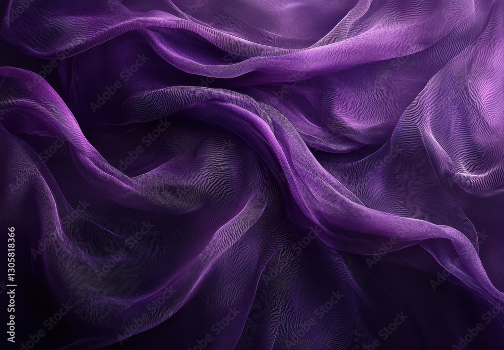 Fototapeta premium Elegant flowing fabric texture in rich purple shades creating a dreamy abstract background for artistic and creative design projects