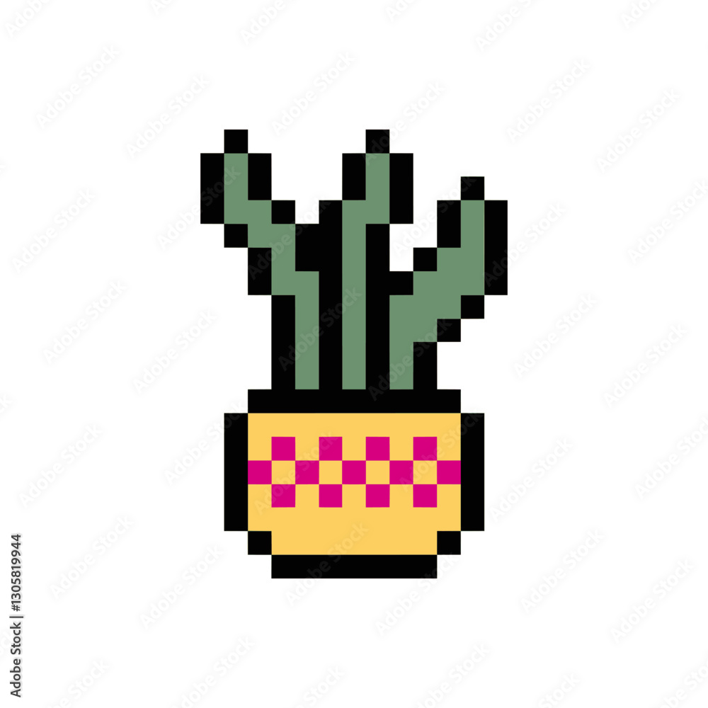 Fototapeta premium green plant in a vase pixelated