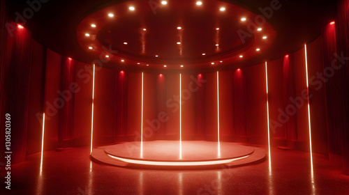 Minimalist illuminated chamber with ceiling spotlights in HDRI spherical environment map