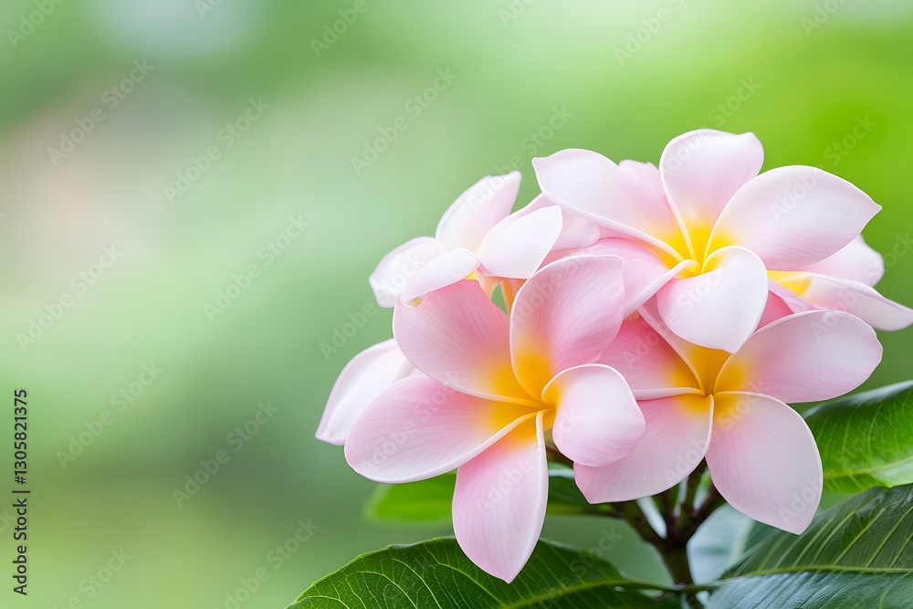 Enchanting Frangipani Flowers in a Picturesque Garden Setting with Romantic Photographic Styling Enchanting Frangipani Flowers in a Picturesque Garden Setting with Romantic Photographic Styling