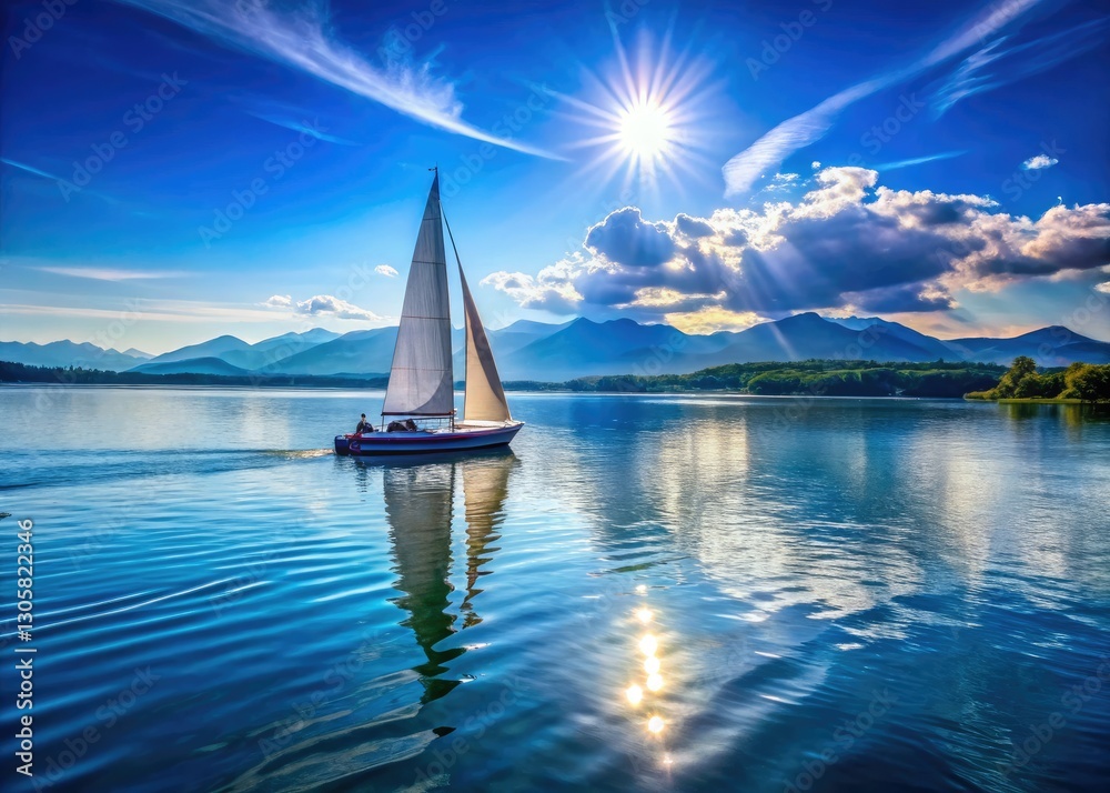 Obraz premium Chiemsee Sailing Trip: Stunning Bavarian Lake Landscape Photography