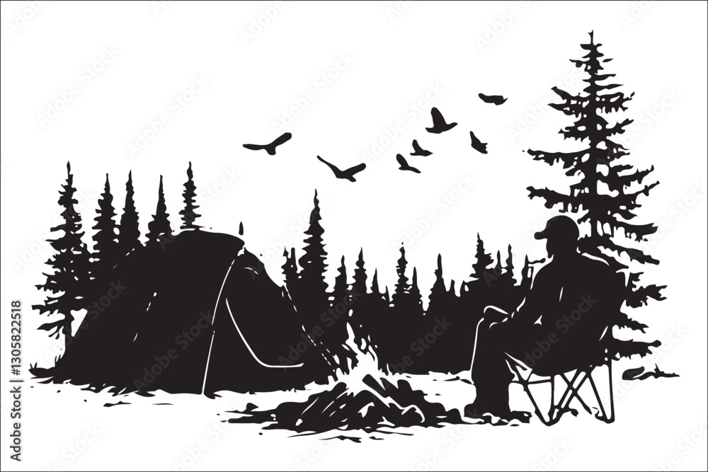 Obraz premium Outdoor Adventure Camp Elements – Flat Vector Illustration Pack