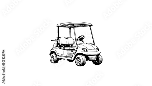 Sketch of a golf cart on a white background, minimalist design