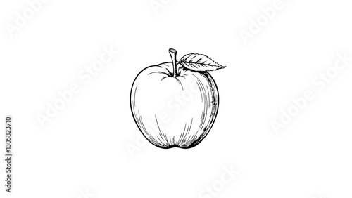Sleek sketch of sugar apple on white background, minimalist design