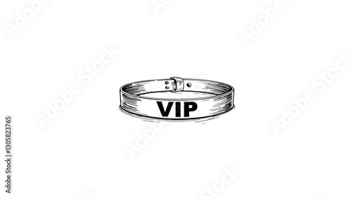 Stylish VIP wristband sketch on white background, nightlife elegance