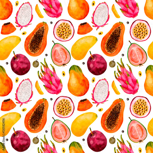 A Colorful Tropical Fruits Pattern Designed Specifically for Creating Vibrant Designs
