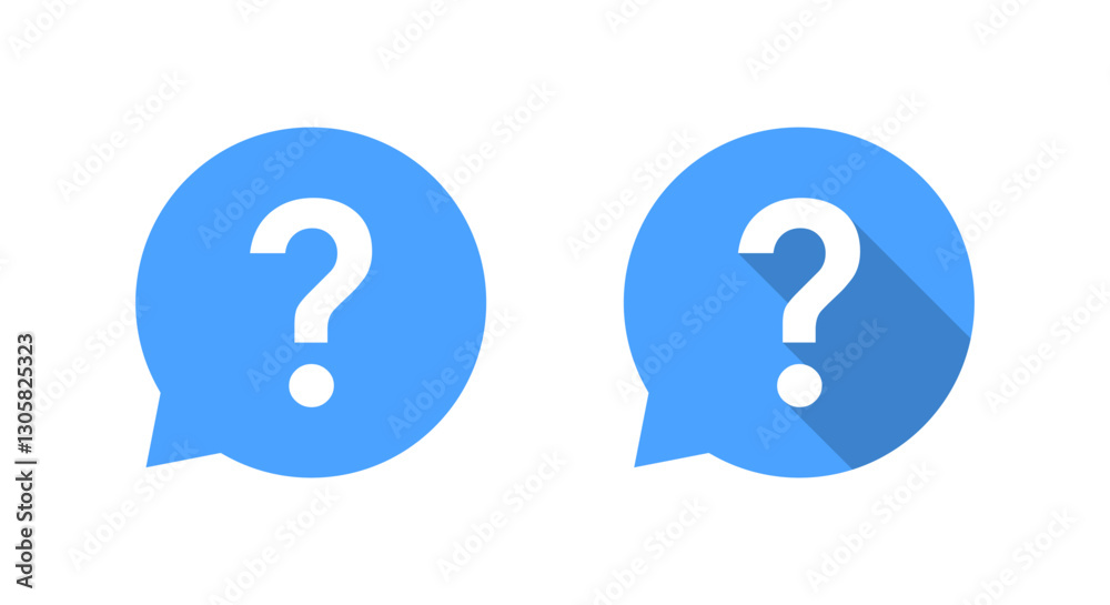 Question mark speech bubble icon with long shadow. Faq sign symbol Question mark speech bubble icon with long shadow. Faq sign symbol