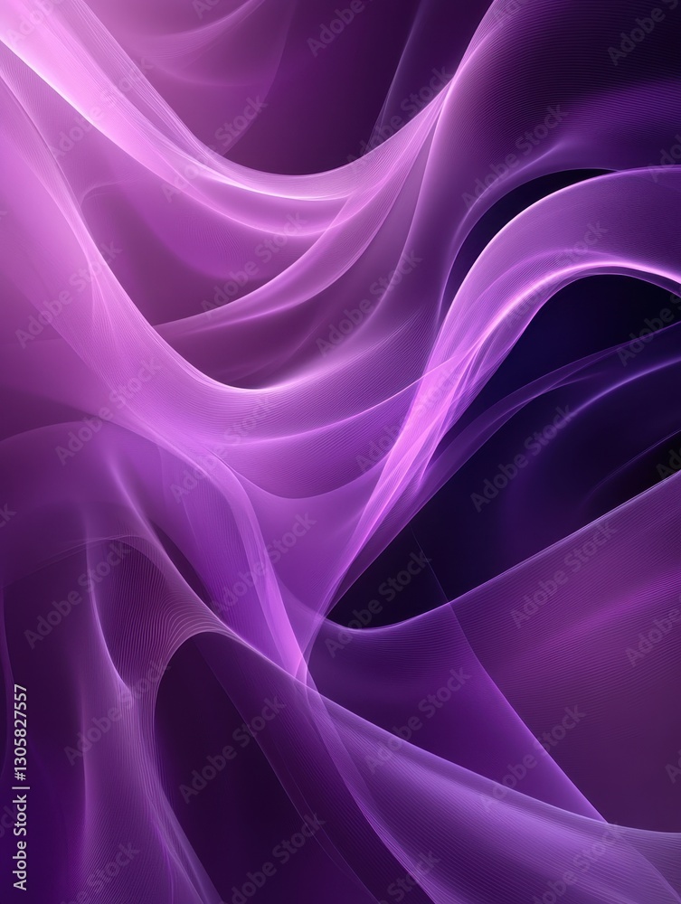Obraz premium Ethereal Purple Swirls and Waves with Soft Light and Flowing Patterns in Abstract Digital Background for Modern Art and Design