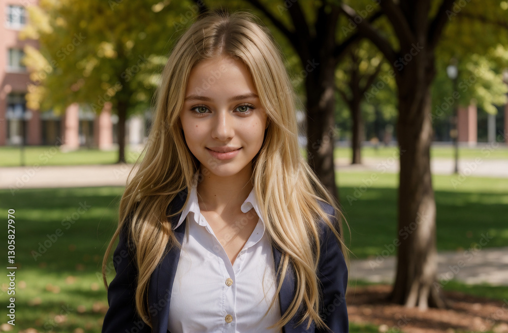Obraz premium schoolgirl in the park
