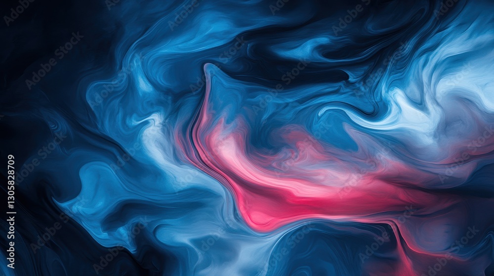 Obraz premium Abstract swirling blue and red fluids blend across the canvas