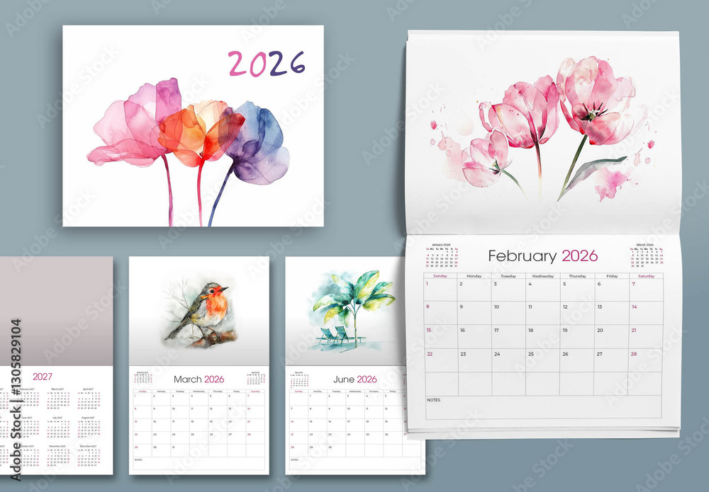 2026 Calendar Layout Stock Template | Adobe Stock