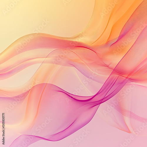 Flowing Sheer Fabric Swirling Against Warm, Light Background