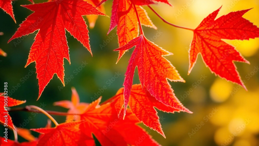 Vibrant Red Maple Leaves in Autumn Sunlight – Fall Foliage Beauty. Generative AI Vibrant Red Maple Leaves in Autumn Sunlight – Fall Foliage Beauty. Generative AI