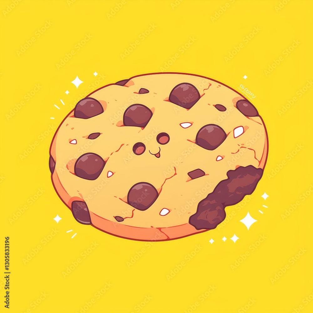 Fototapeta premium Cute Cookie on Yellow Background