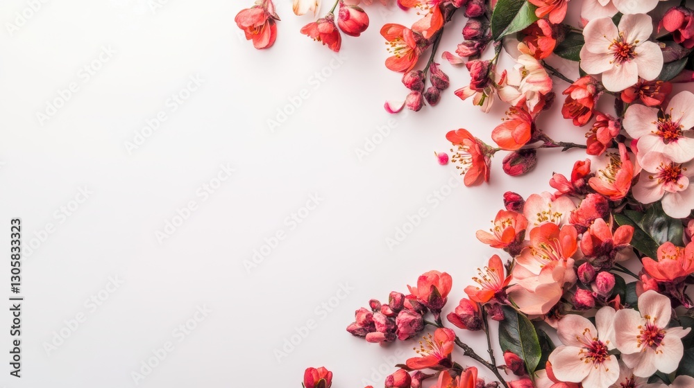 Beautiful background template made of Spring flowers. Beautiful background template made of Spring flowers.
