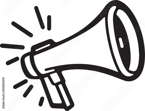 Announcement symbol. Announce icon. Loudspeaker. Illustration of a modern hand mike cartoon vector white background