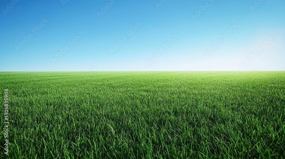 Lush Verdant Grass Field Under a Clear Blue Sky with Radiant Sunlight Creating a Serene and Inviting Natural Landscape Lush Verdant Grass Field Under a Clear Blue Sky with Radiant Sunlight Creating a Serene and Inviting Natural Landscape