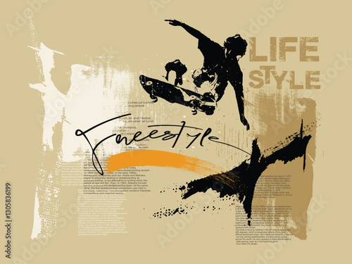 freestyle skateboard grunge, Abstract art grunge illustration.  t shirt graphics print typography, Urban typography hipster street art, vector grunge art graffiti style.eps