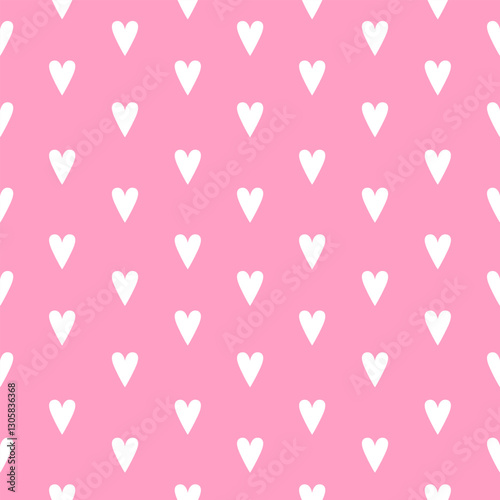 Loving White Hearts on Pink, Seamless pattern