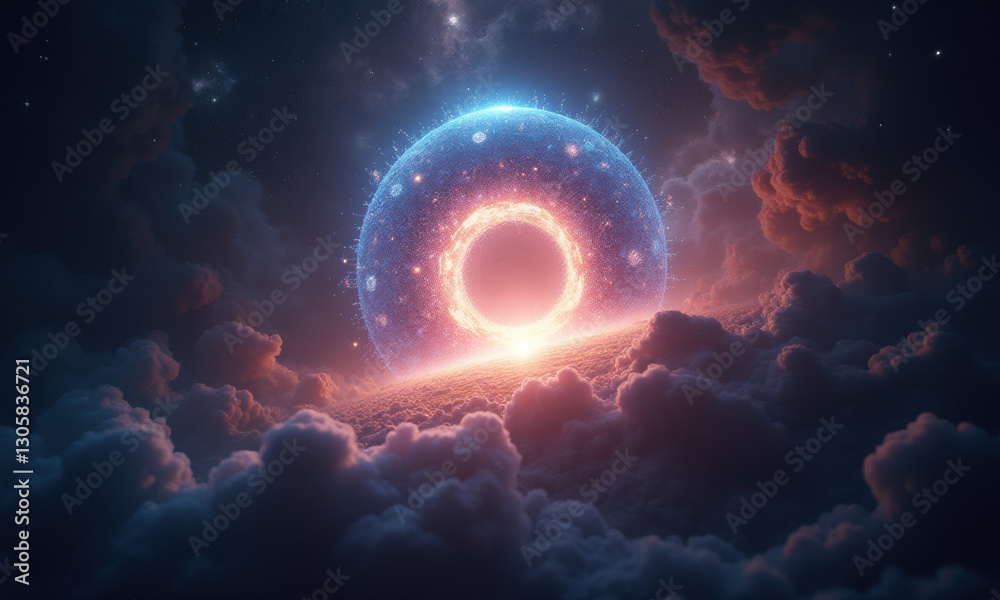 Obraz premium Celestial Ring: Cosmic Nebula & Clouds - Cosmic art