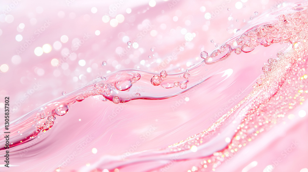Pink Liquid Beauty: An abstract view of pink liquid, creating an effect of bubbles and reflections. Suitable for product display, spa, and health concepts. Pink Liquid Beauty: An abstract view of pink liquid, creating an effect of bubbles and reflections. Suitable for product display, spa, and health concepts.
