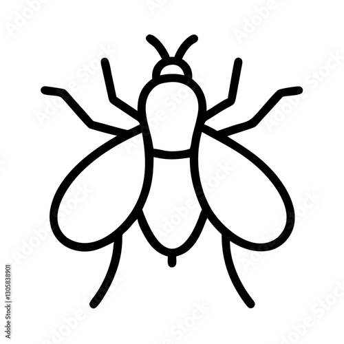  Simple black fly outline icon in minimalist style