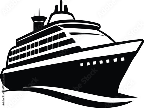 cruise ship silhouette, cruise ship icon, cruise ship silhouette vector illustration  