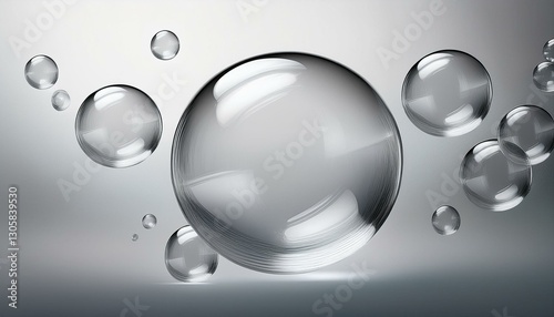 Vector transparent soap bubble on a light background.