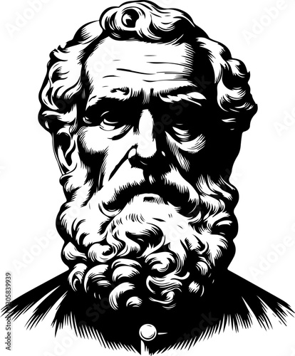 sketch vector illustration silhouette design poster philosopher thinker roman greek classic vintage