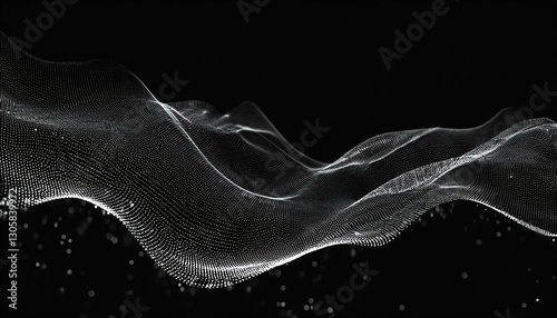 digital dynamic wave of particles vector abstract black futuristic background big data visualization