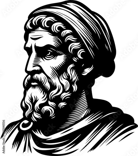 sketch vector illustration silhouette design poster philosopher thinker saint roman greek classic vintage  