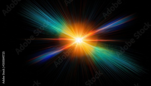 Lens flare effect on black background. Abstract Sun burst, sunflare for screen mode using. Sunflares nature abstract rainbow colourful backdrop, blinking sun burst, lens flare optical rays.