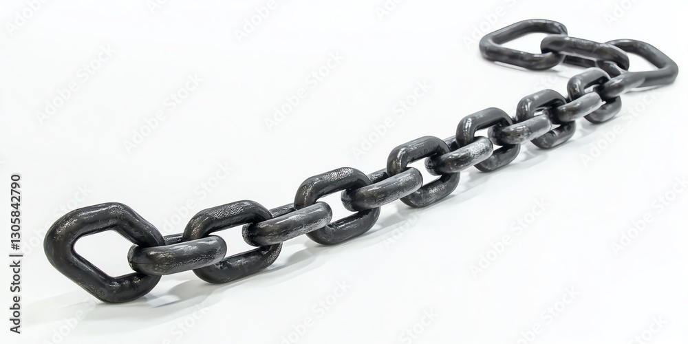 Obraz premium Heavy Metal Chain Lying on a White Surface, Showcasing Its Robust Links and Industrial Design