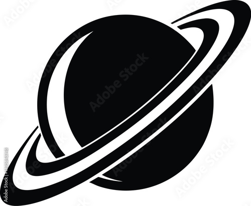 Planet Saturn Shilhoutte, Planet Saturn with planetary ring vector, cosmos and planet silhouette 